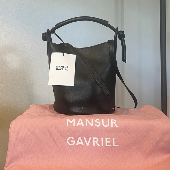 Mansur Gavriel Mini Fortuna Bucket Bag Black Made in Italy NWT - Picture 6 of 8